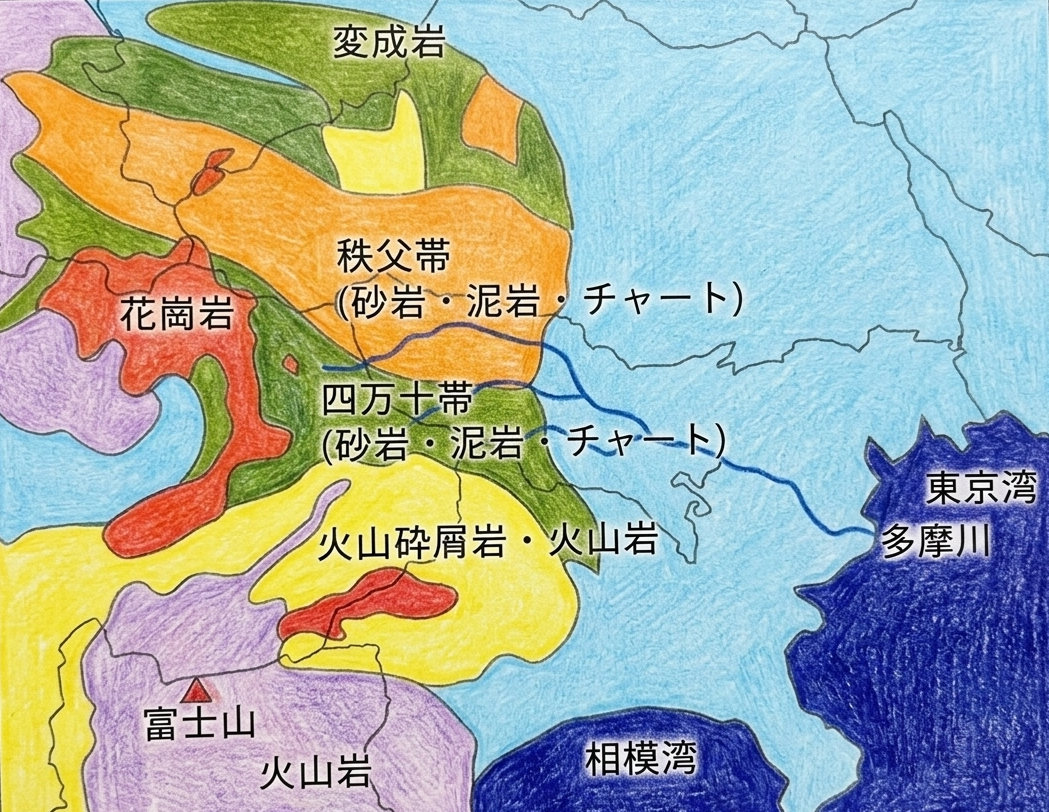 多摩川流域の地質図