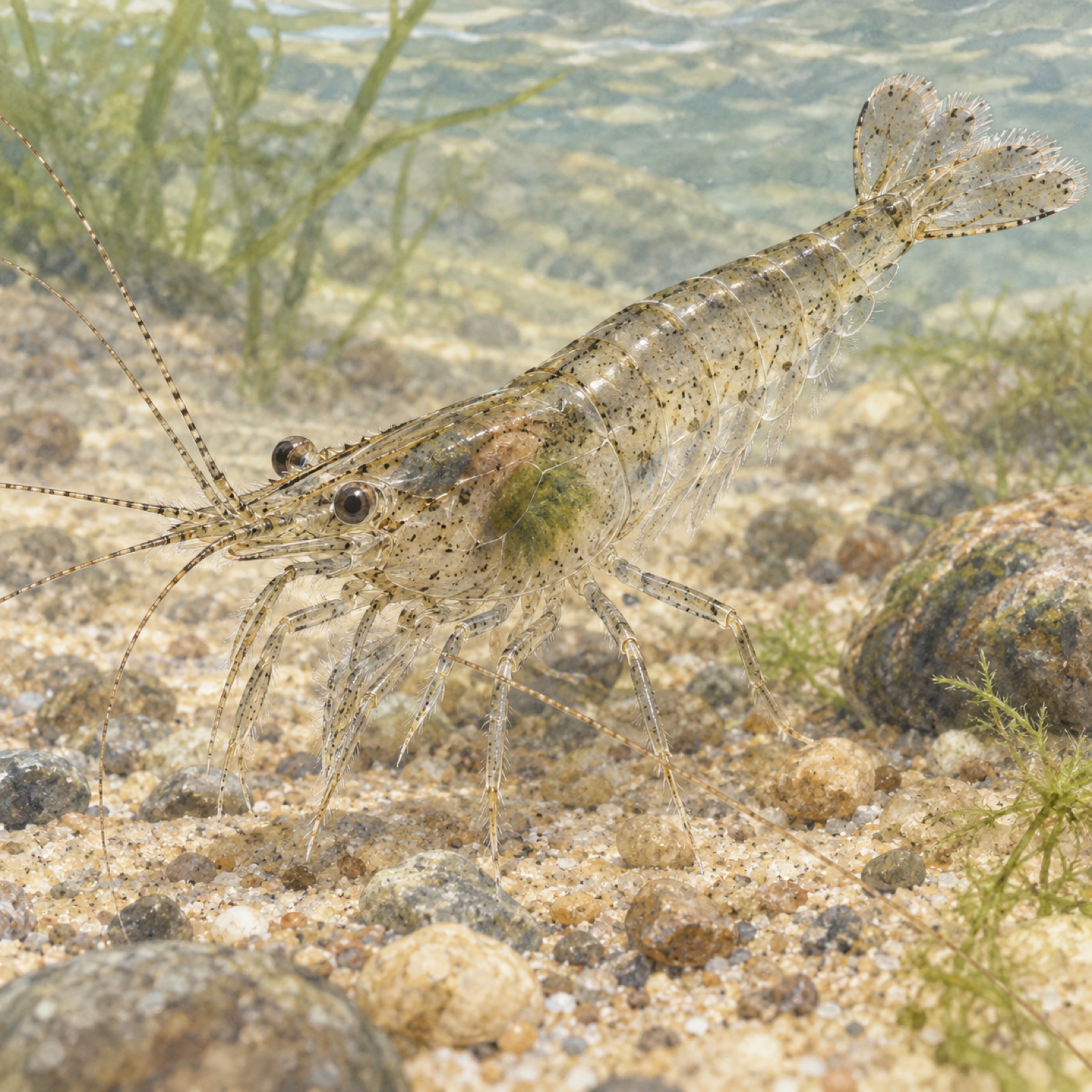 川にすむ水生生物（エビの仲間）（イメージ）