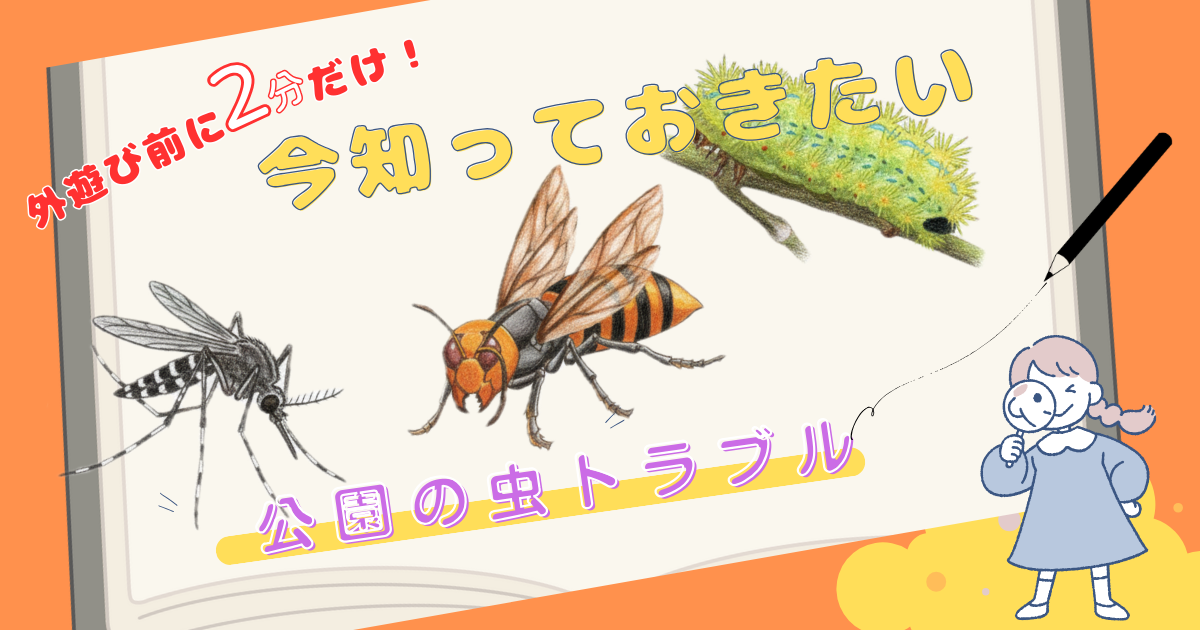 公園の虫トラブル解説イラスト
