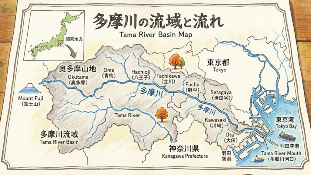 多摩川の河原に並ぶさまざまな石